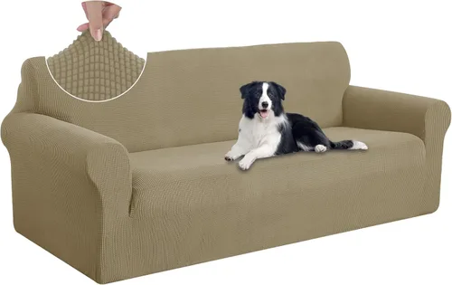 Miniatura 76 de U-NICE HOME Funda elástica para sofá, lavable, protector de muebles para sofá de 3 cojines, apta para mascotas (sofá, gris)