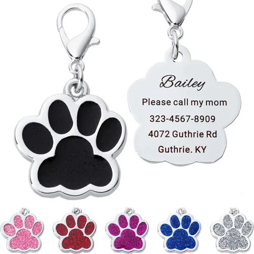 Etiquetas de perro personalizadas de hasta 5 líneas de grabado personalizado para el nombre y la información de tu mascota, etiquetas de