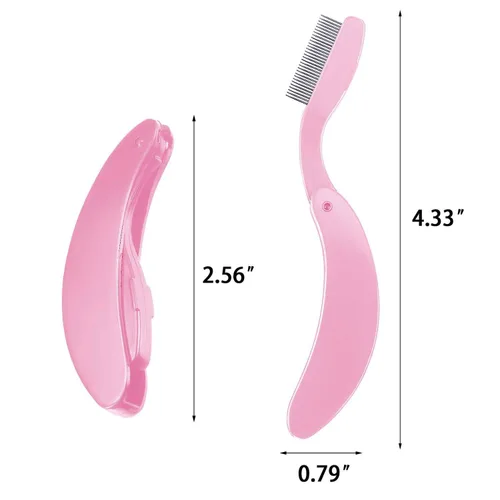 Miniatura 2 de Paquete de 4 peines plegables para pestañas, dientes metálicos de acero inoxidable, separador de cejas, peine aplicador de maquillaje para pestañas