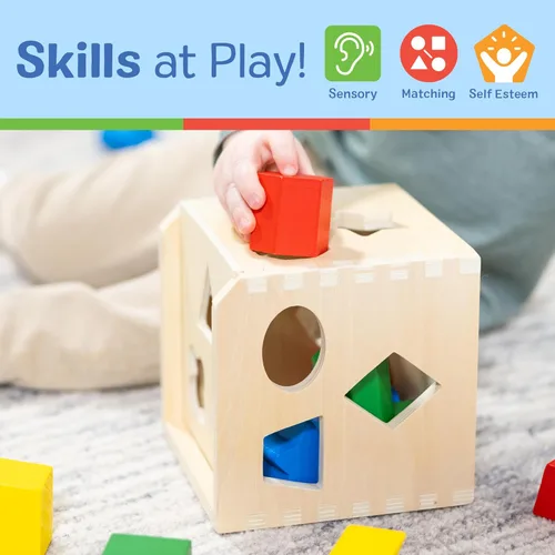 Miniatura 5 de Melissa & Doug Cubos de formas de Clasificación Clásico Juguete de Madera, Juguete de Desarrollo, Forma Fácil de Agarre, Construcción de Madera