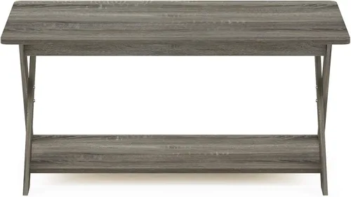 Miniatura 6 de Furinno – Mesa de café moderna y simplista, mesa de café rectangular moderna con patas en X, mesa auxiliar entrelazada, para sala de estar, Pino