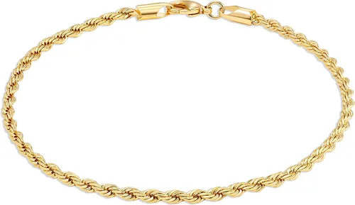 Miniatura 2 de Barzel Tobillera trenzada chapada en oro de 18 quilates para mujer, fabricada en Brasil, Metal