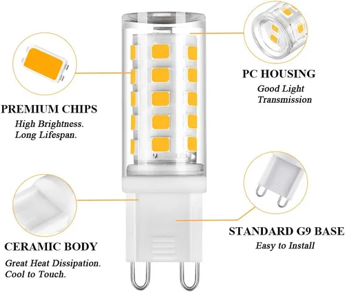 Miniatura 2 de G9 LED Bulb 4W, 40W G9 Halogen Bulb Replacement, Non-Dimmable Warm White 3000K G9 LED, 6-Pack