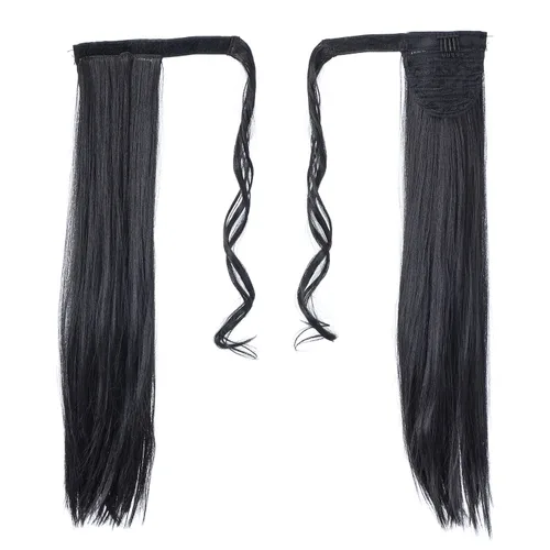 Miniatura 4 de SWACC - Extensiones de pelo largo, lacio y ondulado, en forma de cola de caballo, extensiones de pelo sintético con clip para mujer