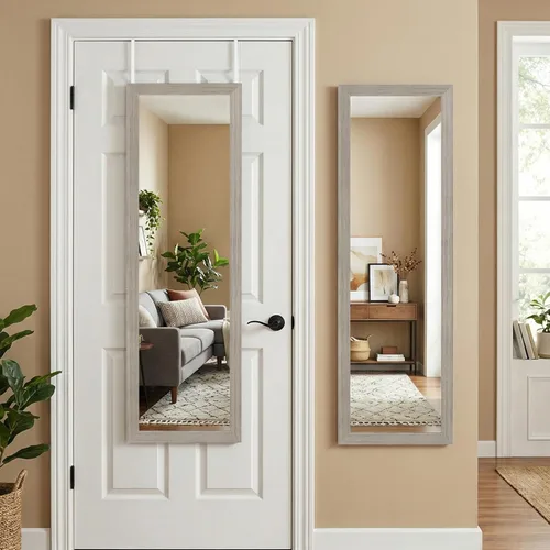 Miniatura 13 de Americanflat - Espejo de puerta negro de 12 x 48 pulgadas, colgante de longitud completa para dormitorio, baño, espejo largo de cuerpo completo
