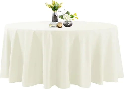 Miniatura 46 de Mantel de poliéster lavable de 90 pulgadas, resistente a las manchas y a las arrugas, mantel decorativo para mesa de comedor, fiestas de bufé y Negro