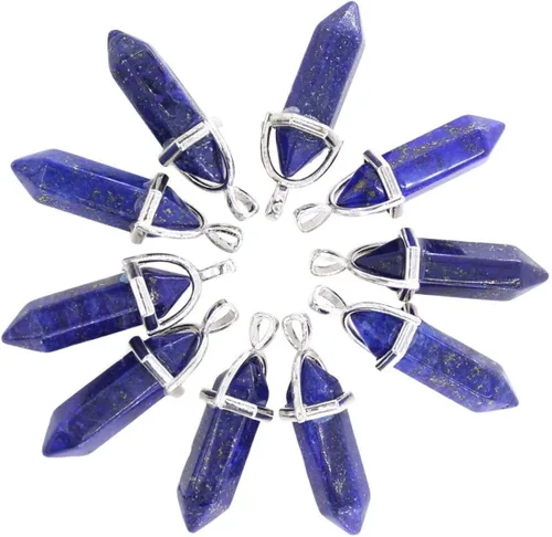 Miniatura 4 de 1 collar con colgante de bala de piedra preciosa natural, piedra de cristal curativo, cuarzo, reiki, chakra, energía de roca de 18 pulgadas, joyería