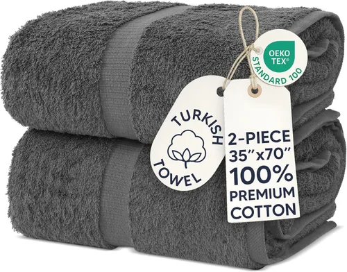 Miniatura 141 de Chakir Turkish Linens - Toallas turcas de 100% algodón, suaves y absorbentes (4 paños, color gris)