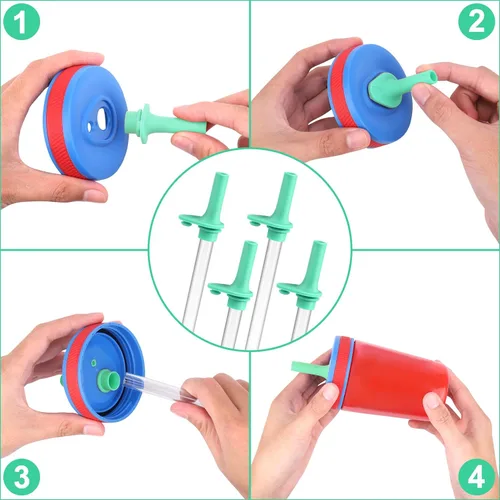 Miniatura 7 de XANGNIER Pajitas de repuesto y válvula de mordida compatible con Zak Designs Kelso botella de agua de 15 onzas, 4 popotes de silicona con cepillo