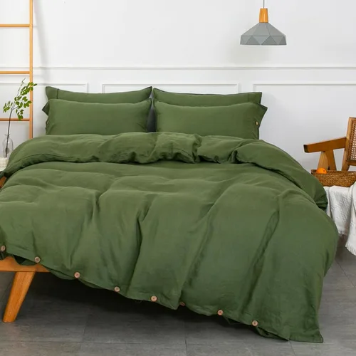 Miniatura 35 de S VICTORY SYMBOL - Juego de funda de edredón de lino 100% orgánico, 3 piezas, tamaño Queen, lino francés lavado natural, ropa de cama certificada