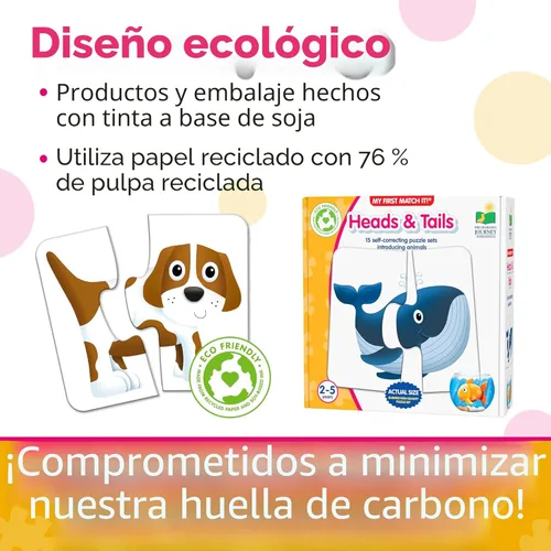 Miniatura 5 de The Learning Journey: ¡Mi primer juego de emparejar! - Cabezas y colas - 15 juegos de rompecabezas autocorregibles de memoria de animales