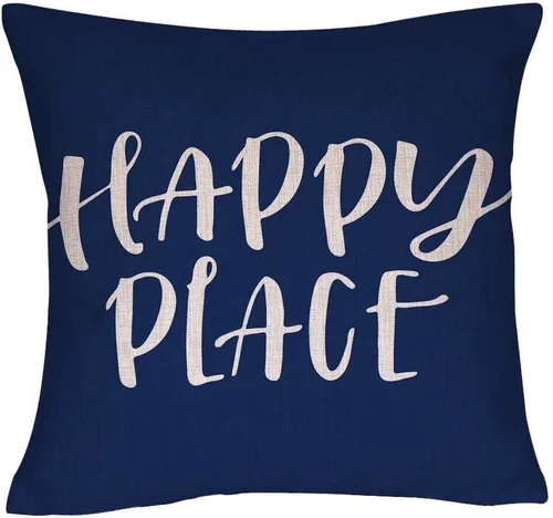 Miniatura 6 de Happy Place - Funda de almohada decorativa cuadrada de 18 x 18 pulgadas con texto Happy Place (gris)