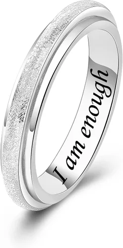 Miniatura 13 de Sterling Silver Spinner Fidget Ring Anti Anxiety Worry Relieving Boredom ADHD Autism Band Ring for Women Men
