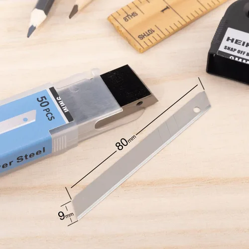 Miniatura 3 de Cuchillas a presión de 0.354 in, paquete de 50, ángulo de corte de 60 grados, cuchillas de repuesto para cuchillos utilitarios de 0.354 in