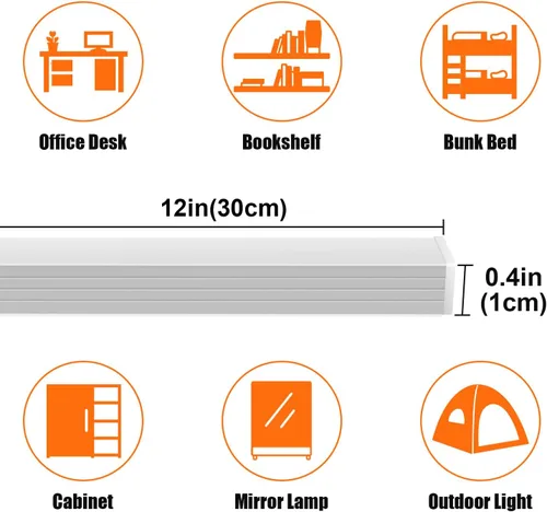Miniatura 6 de GLVSAE Luces para debajo del gabinete, barra de luz enchufable de 12 pulgadas, luz LED de armario, luz blanca fría de 6000 K, barra de luz regulable