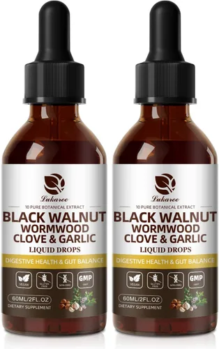 Lukaree Limpieza de clavo de nogal negro de ajenjo para humanos tintura - Desintoxicación intestinal rápida y salud digestiva con semillas de ajo y