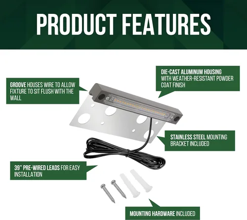 Miniatura 4 de GKOLED Luz Hardscape, luces de pared de pavimentadora, iluminación de paso de 6.8 pulgadas, chips LED integrados de 4 W 2700 K, carcasa de aluminio
