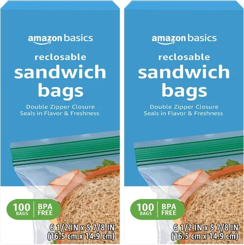 Miniatura 7 de Amazon Basics Bolsas de almacenamiento de sándwich con doble cierre para almacenamiento de alimentos, sin BPA, 100