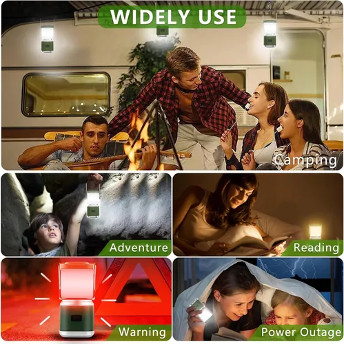 Miniatura 6 de Linterna de camping portátil recargable de 4 pulgadas, linterna de luces LED de camping de 2000 lm con luz roja y 20 horas de funcionamiento
