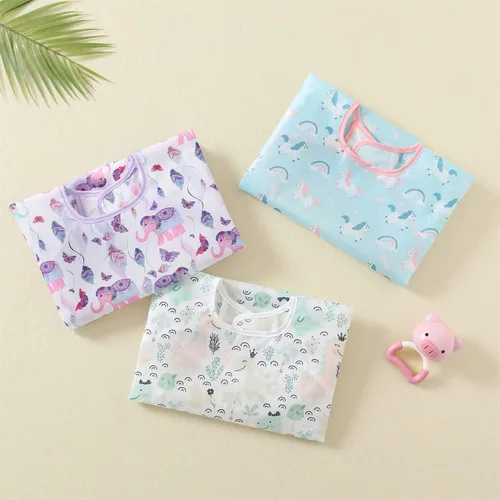 Miniatura 5 de Paquete de 3 baberos impermeables de manga larga para bebé, cobertura completa, delantal con bolsillo, de 6 a 30 meses