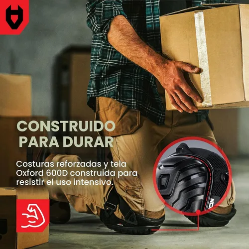 Miniatura 6 de NoCry Rodilleras profesionales de gel para trabajo con suave espuma y cojín de gel — Capa resistente, correas ajustables reforzadas, remaches
