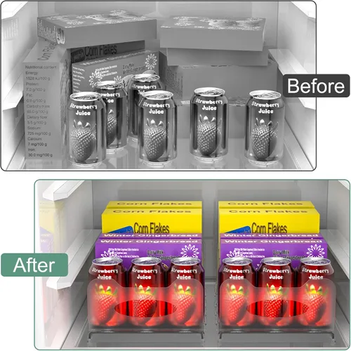Miniatura 6 de SURETIVIAN Organizador para Congelador 30 cm Organizador Visible para Refrigerador con Divisores Removibles y Asas, Ajustable, Se Ajusta a Comidas