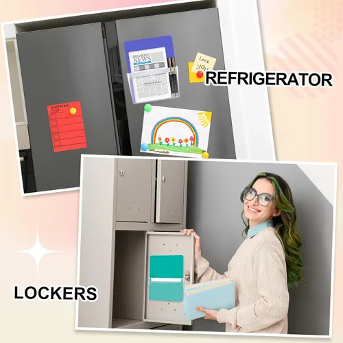 Miniatura 4 de Ctosree 6 soportes magnéticos para archivadores, 3 tamaños, soporte magnético para bolígrafos, organizador magnético para refrigerador, bolsillos