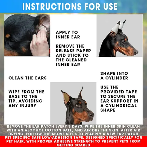 Miniatura 5 de Juego de 4 unidades de Doberman Oreja Kit para Doberman Pincher Samoyedo con 2 rollos adicionales de cintas para orejas de perro