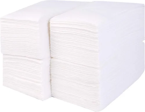 Gmark Linen-Feel - Toallas de mano de papel de primera calidad, toallas de mano desechables blancas (50 unidades/fila, total 200 piezas) para
