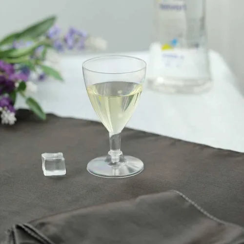 Miniatura 2 de Efavormart - Paquete de 12 copas de vino de plástico transparente de 6 onzas con tallo hueco; elegantes copas desechables de dos piezas con base