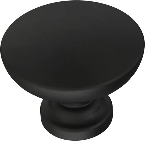 Franklin Brass Fulton P29523Z-FBA-B - Paquete de 5 pomos para gabinete, manijas negras mate para cajones de muebles, cocina, puerta, baño, 1-3/16