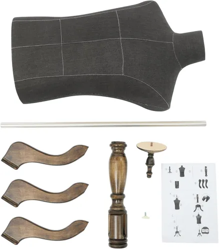 Miniatura 5 de Torso de maniquí masculino con soporte de madera, altura ajustable de 59-71 pulgadas, forma de vestido para exhibición de trajes, costura y Negro