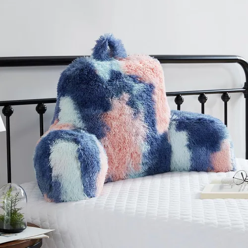 Almohadas de lectura de piel sintética, tamaño grande, 30 x 17 x 17 pulgadas con relleno de microfibra blanca pura de primera calidad, almohada de
