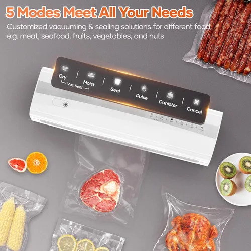 Miniatura 4 de Máquina selladora al vacío con bolsas selladoras al vacío, Máquina selladora de alimentos completamente automática compacta seca/húmeda, Máquina