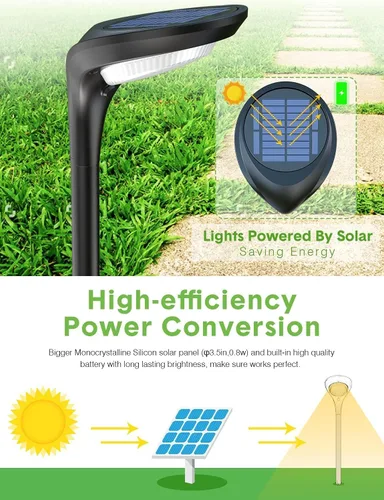 Miniatura 7 de Paquete de 2 luces solares para camino, luces solares de jardín para exteriores, impermeables, alimentadas por energía solar, luz de camino