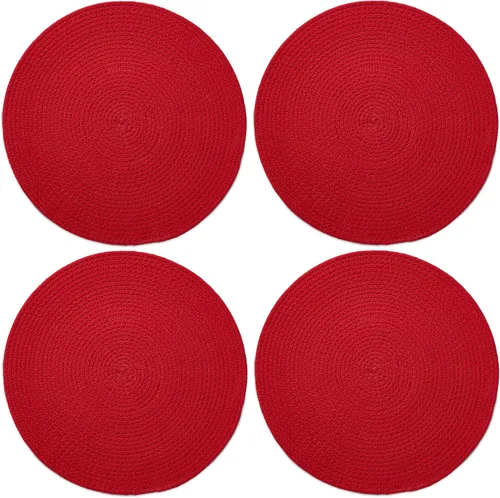 Miniatura 33 de Encasa XO Juego de 6 manteles individuales de comedor, manteles individuales de algodón, 13 pulgadas de diámetro, color beige, cargadores hechos a