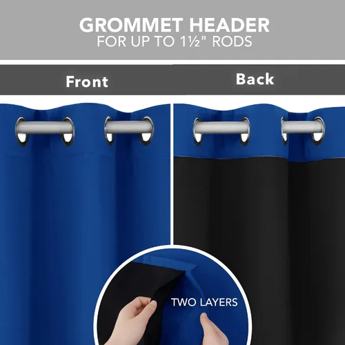 Miniatura 168 de Deconovo Cortinas opacas 100% con forro negro, cortinas con ojales aisladas térmicamente que reducen el ruido, doble capa para oscurecer