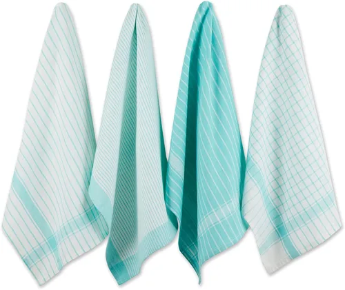 DII Everyday Basic Collection - Juego de toallas de cocina tejidas, 20 x 28 pulgadas, aguamarina, 8 piezas
