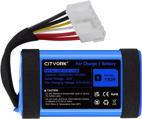 CITYORK Batería de repuesto GSP-1S3P-CH4D de 12000 mAh para altavoz Bluetooth Charge 5, carga recargable de alto rendimiento 5 baterías (no para