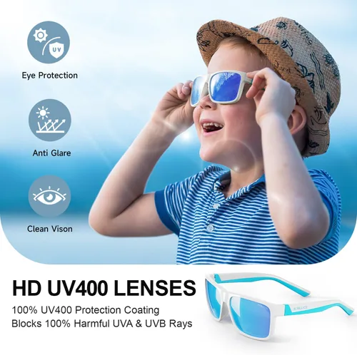 Miniatura 3 de Gafas de sol polarizadas para niños y niñas, deportes TPEE marco flexible de goma para jóvenes, adolescentes, niños de 6 a 12 años