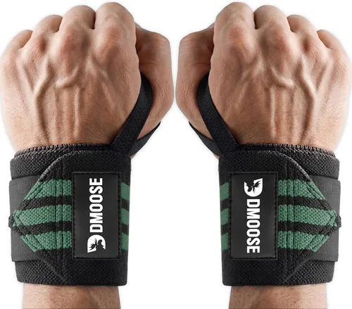 Miniatura 17 de DMoose Fitness Muñequeras para levantamiento de pesas de 18 pulgadas – Envoltura de gimnasio resistente con lazo para el pulgar para apoyo y alivio