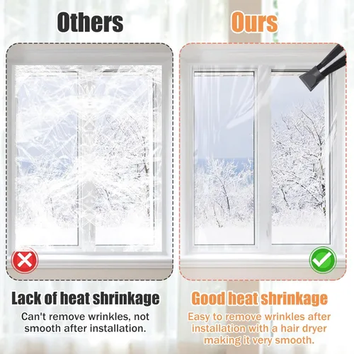 Miniatura 3 de Kit de aislamiento de ventana de 62×236 pulgadas para invierno - Endurecer plástico para 5 ventanas interiores para invierno, película retráctil