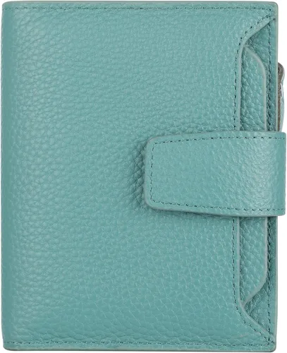 Miniatura 49 de Lavemi Pequeña cartera compacta para mujer, con bloqueo RFID, de piel auténtica, plegable, con ventanas de identificación
