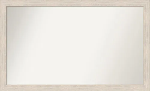 Miniatura 189 de Amanti Art Espejo de baño blanco para sobre el fregadero, 30 x 35 pulgadas, espejo de tocador rectangular estrecho de Eva de oro blanco, marco
