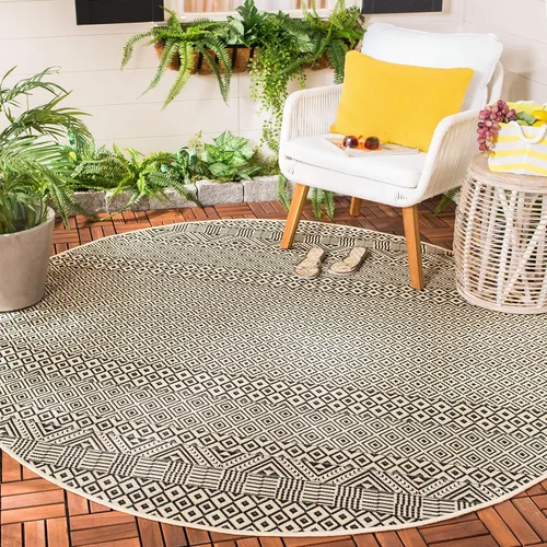 Miniatura 46 de SAFAVIEH Alfombra lavable para exteriores, colección Courtyard de 2.3 x 6.7 pies, beige y azul aguamarina, no desprende pelusa y es fácil