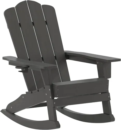 Miniatura 10 de Flash Furniture Newport Adirondack - Silla mecedora con soporte para tazas, resistente a la intemperie, de poliresina Adirondack, color rojo