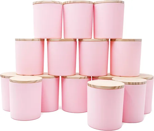 Miniatura 35 de SHOWIN Frascos de vela gruesos de 10 onzas para hacer velas 15 piezas, frascos vacíos con tapas de madera para hacer velas, contenedor de muestra