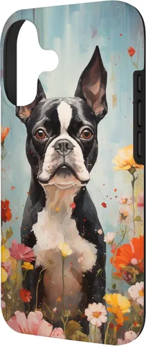 Miniatura 2 de Boston Terrier in Flower Garden Dog Art Lovers Design Case for iPhone 17