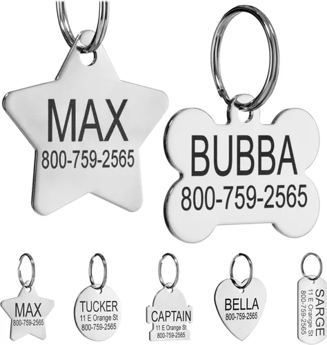 Miniatura 11 de Providence Engraving - Etiquetas de identificación de acero inoxidable con grabado personalizado para mascotas. Etiquetas en tamaño pequeño