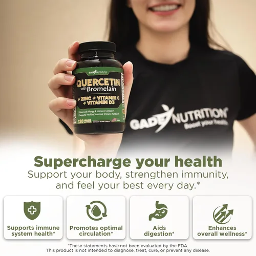 Miniatura 2 de Quercetina con vitamina C y zinc - Quercetina 500 mg - Quercetina con bromelina - Quercetina de zinc - 120 cápsulas vegetarianas. Suplementos